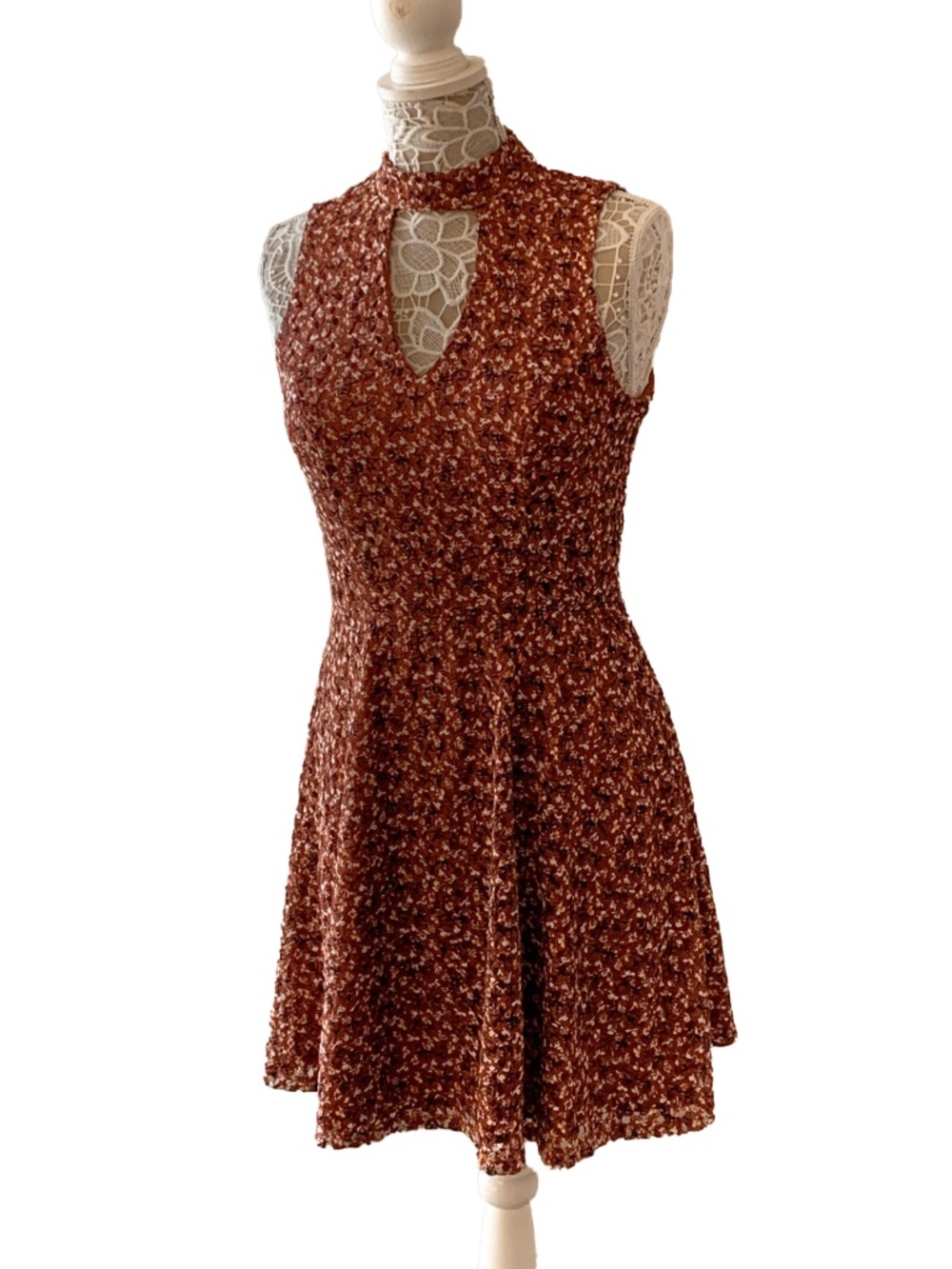 Xhilaration Rust Red Floral Lace Dress
